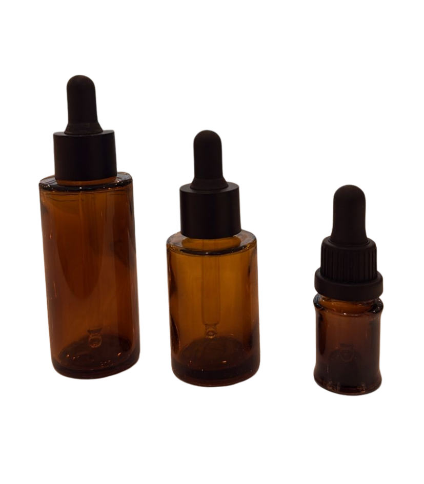 Amber Glass Dropper Bottles - Rubber Head